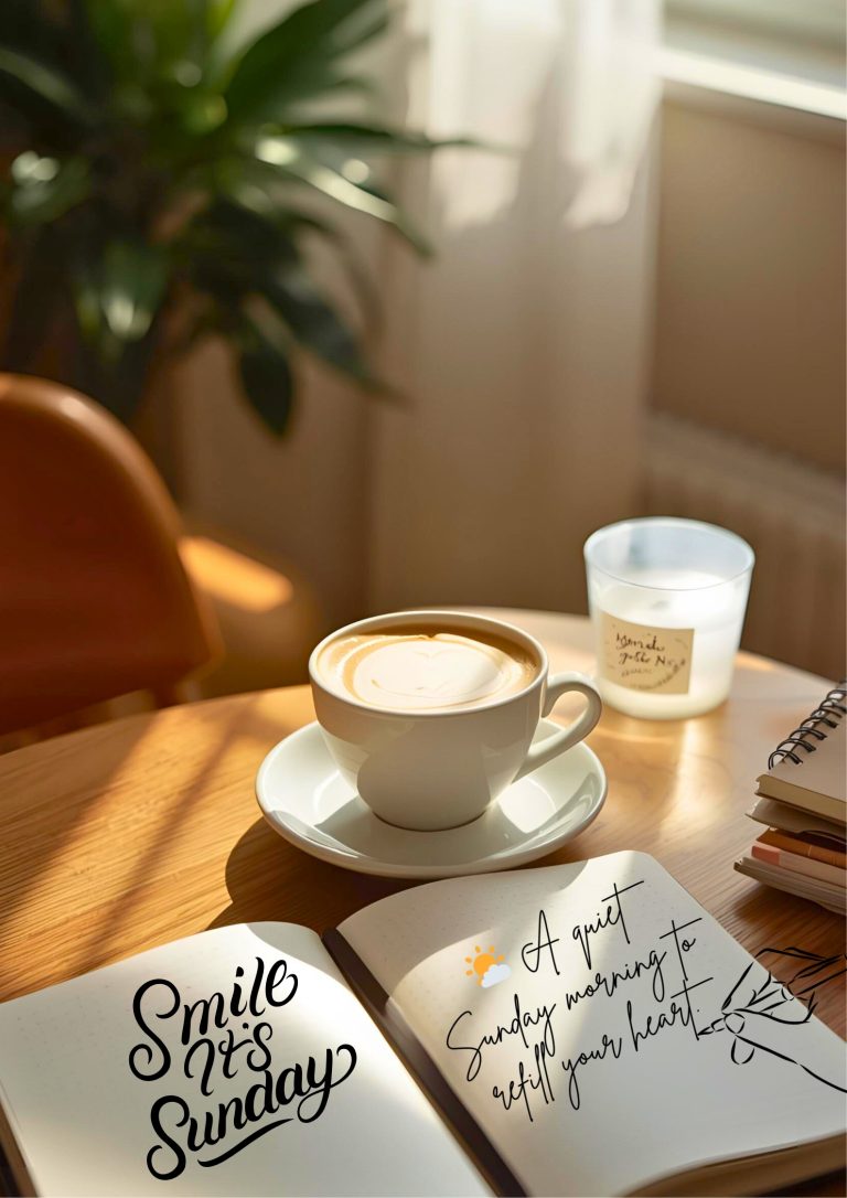 Relaxing Sunday vibes image showing calm morning and peaceful energy