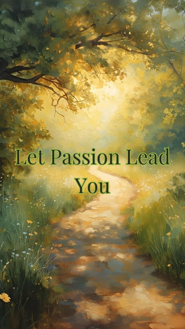 A peaceful path leading toward golden light symbolizing passion, purpose, and inner transformation