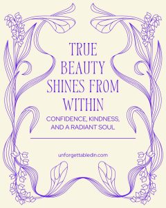 True beauty shines within quote image symbolizing inner beauty, self-love, and gentle confidence