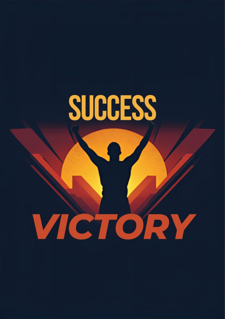 Motivational poster symbolizing success, victory, achievement, and winning mindset