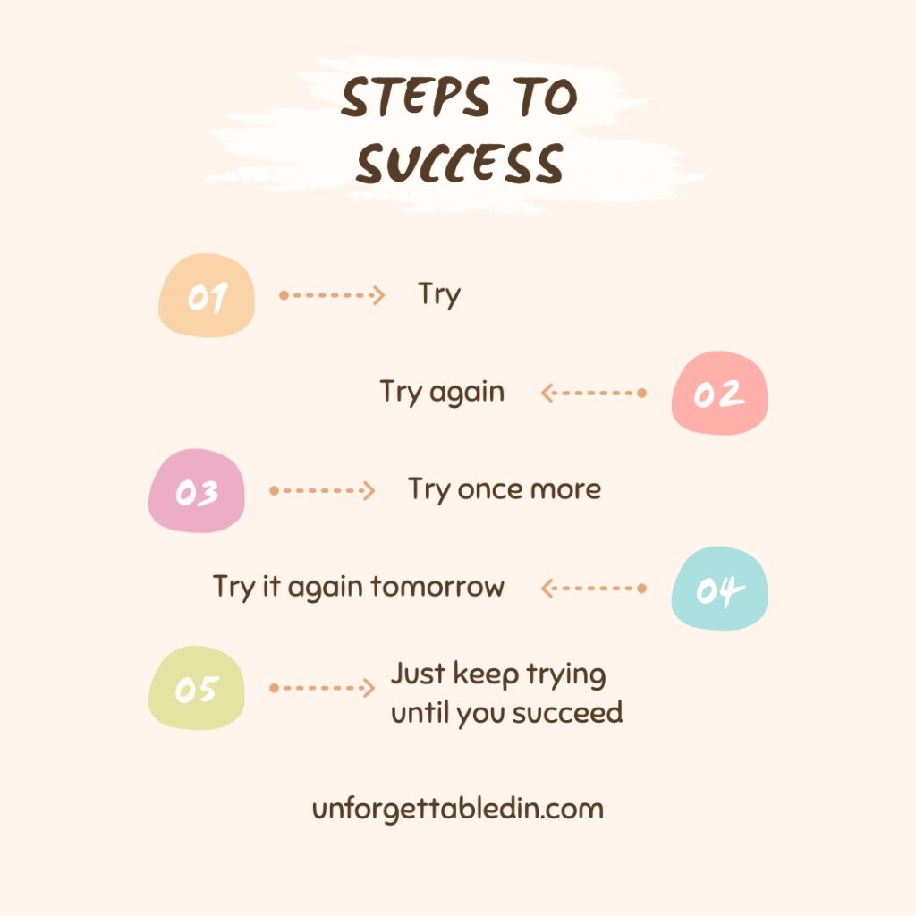 Beige minimalist illustration of ascending steps representing progress toward success.